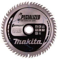 B-69858 T.C.T. Zāģripa EFFICUT 165X1.85X20mm 10° T60 Makita cena un informācija | Rokas instrumenti | 220.lv