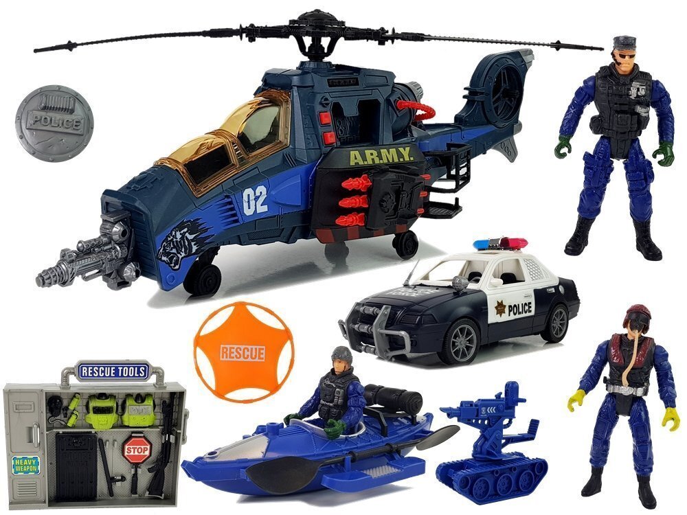 Policijas transportlīdzekļu komplekts ar piederumiem, zils цена и информация | Rotaļlietas zēniem | 220.lv
