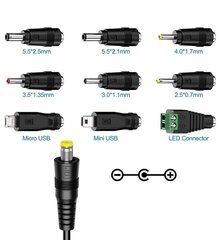 Универсальное зарядное устройство, 9 наконечников цена и информация | Запчасти для телефонов и инструменты для их ремонта | 220.lv