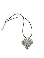 Ожерелье с серебряной подвеской в ​​форме сердца с плетеным черным кожаным шнуром и застежкой регулируемой длины цена и информация | Аксессуары для детей | 220.lv