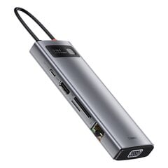 Hub 9in1 Baseus Metal Gleam Series, USB-C to 3x USB 3.0 + HDMI + USB-C PD + Ethernet RJ45 + microSD/SD + VGA cena un informācija | Baseus Datortehnika | 220.lv