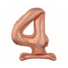 Folijas balons Beauty & Charm, stāvošs cipars 4, rozā zelta, 74 cm cena un informācija | Baloni | 220.lv