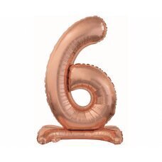 Folijas balons Beauty & Charm, stāvošs cipars 6, rozā zelta, 74 cm цена и информация | Шарики | 220.lv