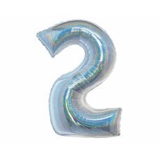 Folijas balons Beauty & Charm, cipars 2, hologrāfisks, sudrabains, 76 cm цена и информация | Шарики | 220.lv
