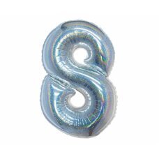 Folijas balons Beauty & Charm, cipars 8, hologrāfisks, sudrabains, 76 cm cena un informācija | Baloni | 220.lv