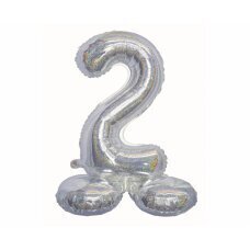 Folijas balons Beauty & Charm, stāvošs cipars 2, hologrāfisks, sudrabains, 72 cm цена и информация | Шарики | 220.lv