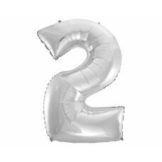 Folijas balons Beauty & Charm cipars 2, sudrabains, 92 cm cena un informācija | Baloni | 220.lv