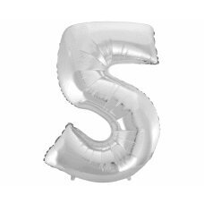 Folijas balons Beauty & Charm cipars 5, sudrabains, 92 cm cena un informācija | Baloni | 220.lv