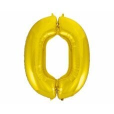 Folijas balons Beauty & Charm cipars 0, zeltains, 92 cm cena un informācija | Baloni | 220.lv