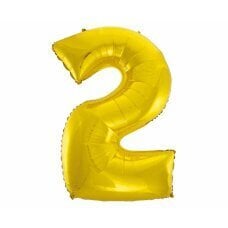 Folijas balons Beauty & Charm cipars 2, zeltains, 92 cm cena un informācija | Baloni | 220.lv