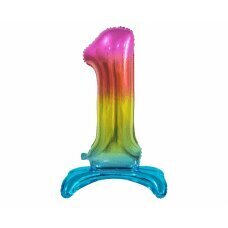 Folijas balons Beauty & Charm, stāvošs cipars 1, varavīksnes krāsa, 74 cm cena un informācija | Baloni | 220.lv
