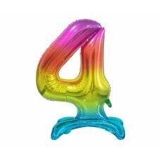 Folijas balons Beauty & Charm, stāvošs cipars 4, varavīksnes krāsa, 74 cm cena un informācija | Baloni | 220.lv
