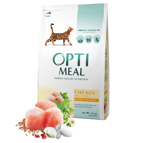 OPTIMEAL™. Pilnvērtīga sausā barība pieaugušiem kaķiem ar vistu, 4 kg цена и информация | Sausā barība kaķiem | 220.lv