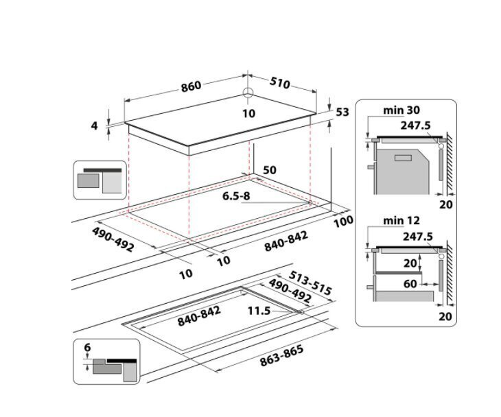 Whirlpool SMP 9010 C/NE/IXL cena un informācija | Plīts virsmas | 220.lv