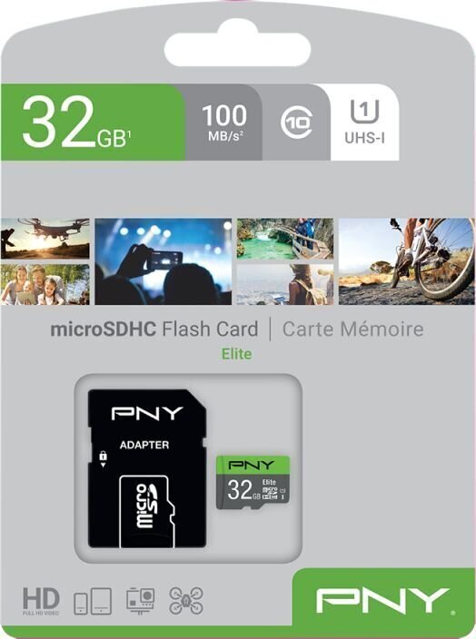 PNY MicroSDHC 32GB (+SD adapteris) cena un informācija | Atmiņas kartes mobilajiem telefoniem | 220.lv