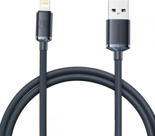 Baseus Crystal Shine sērijas USB kabelis ātrai uzlādei un datu pārsūtīšanai USB A tipa - Lightning 2,4A 1,2 m melns cena un informācija | Savienotājkabeļi | 220.lv