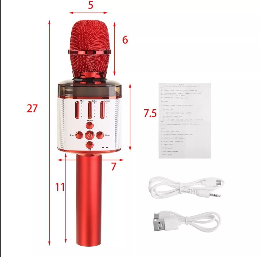 Bezvadu Bluetooth karaoke mikrofons Q136 Ar gaismas efektiem cena un informācija | Mikrofoni | 220.lv