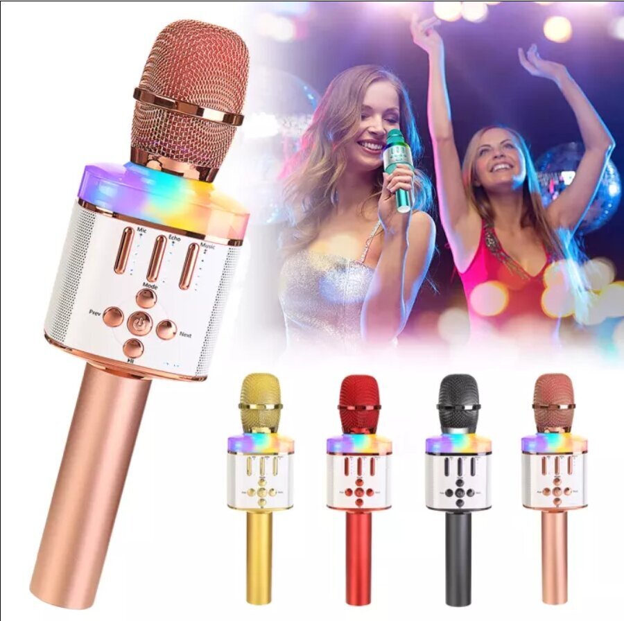 Bezvadu Bluetooth karaoke mikrofons Q136 Ar gaismas efektiem cena un informācija | Mikrofoni | 220.lv