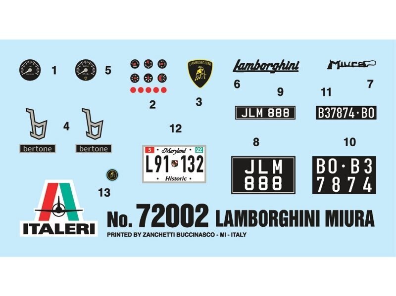 Italeri - Lamborghini Miura model set, 1/24, 72002 cena un informācija | Konstruktori | 220.lv