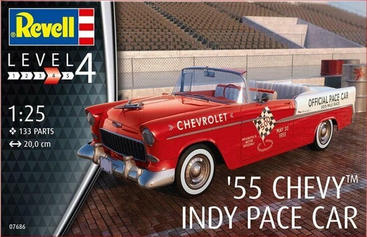 Revell - '55 Chevy Indy Pace Car, 1/25, 07686 цена и информация | Konstruktori | 220.lv