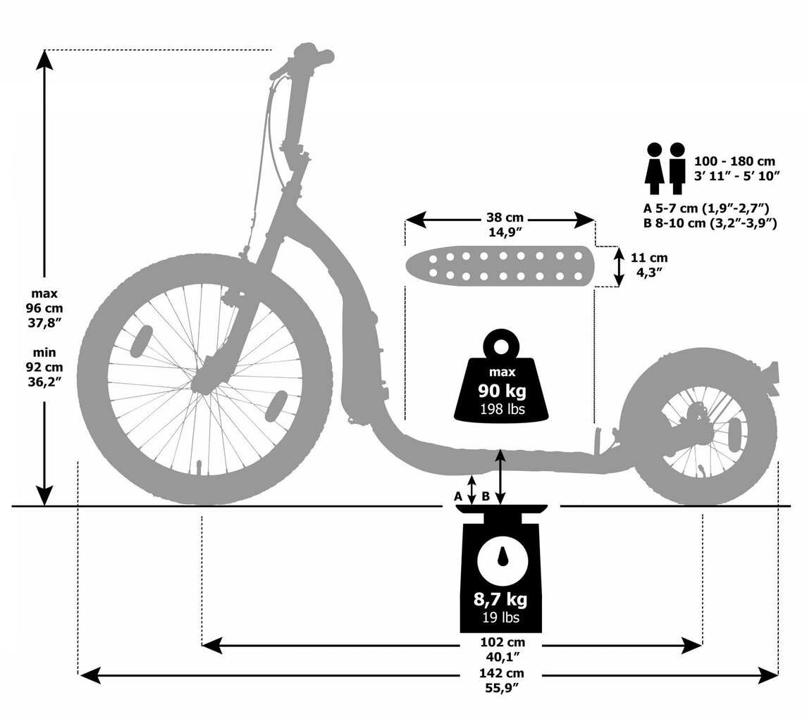 Skrejritenis Kickbike Freeride, sarkans cena un informācija | Skrejriteņi | 220.lv