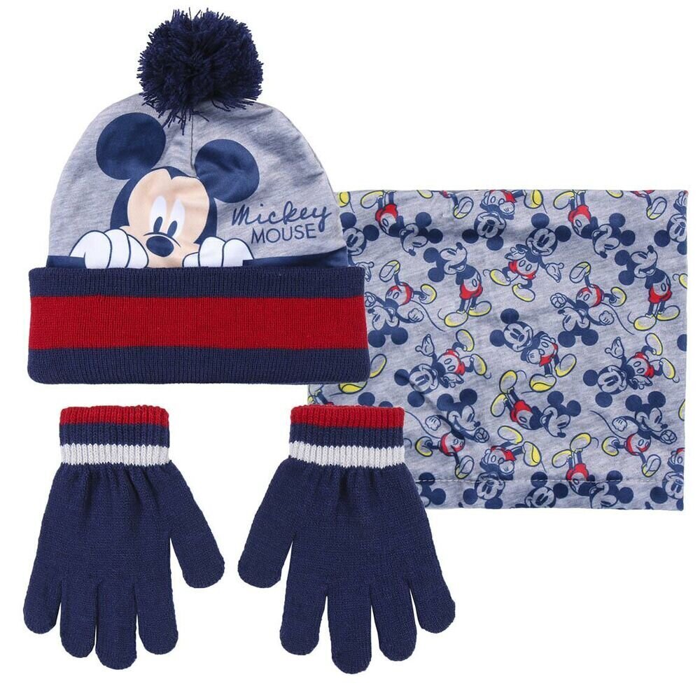 Cepure, Cimdi un Kakla Sildītājs Mickey Mouse Pelēks cena un informācija | Ziemas apģērbs bērniem | 220.lv