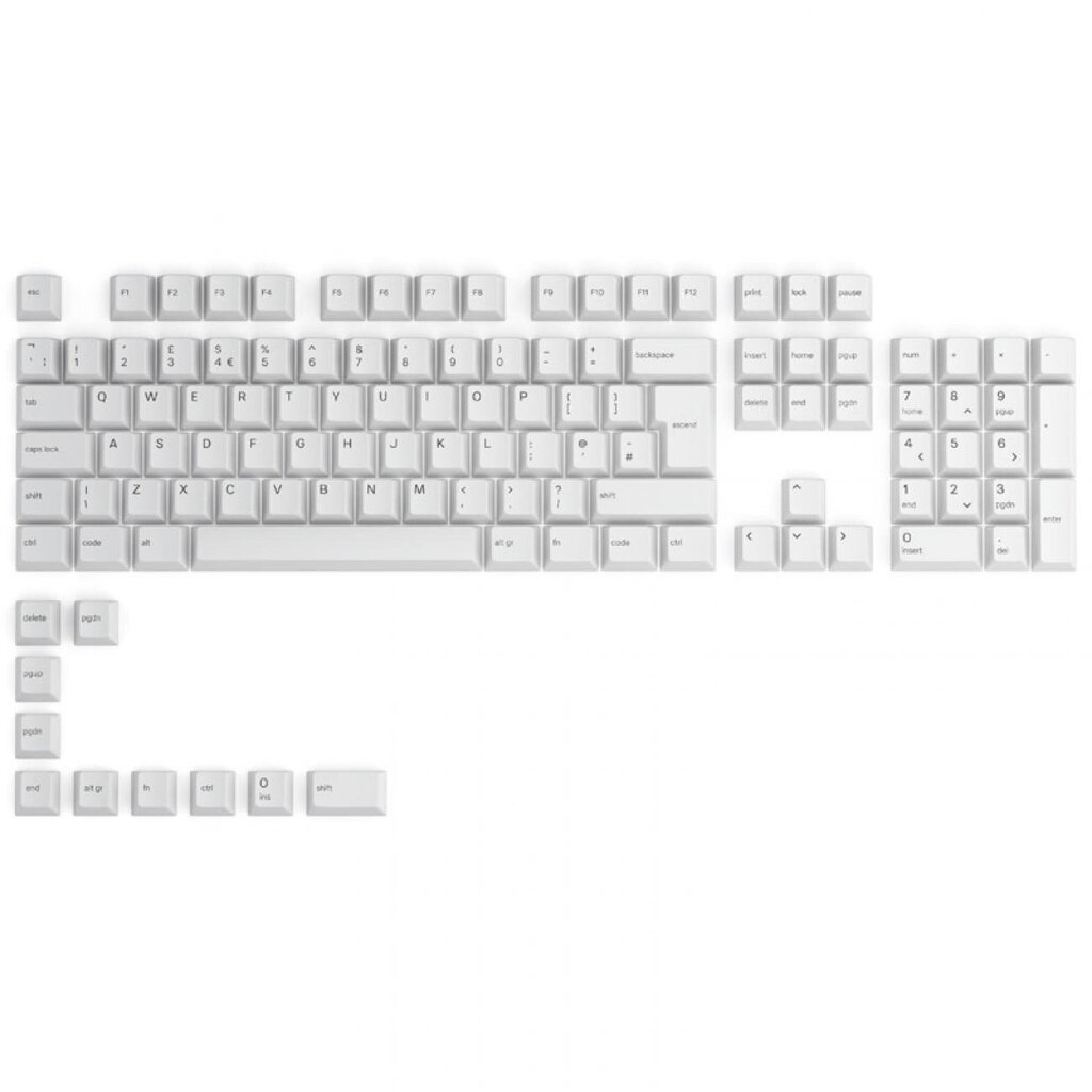 Glorious PC Gaming Race GPBT Keycaps Arctic White 114 vnt. cena un informācija | Klaviatūras | 220.lv