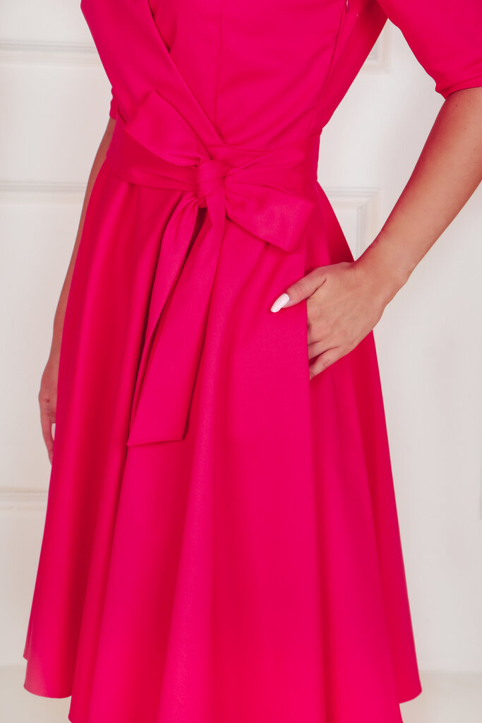 Jauniešu midi garuma kokvilnas kleita ar kabatām rozā krāsā cena un informācija | Kleitas | 220.lv