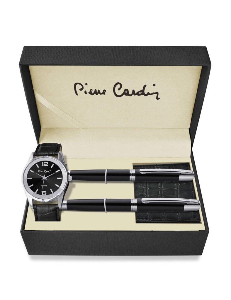 Pierre Cardin PCX8222G27 vīriešu dāvanu komplekts - pulkstenis, maks un pildspalvas. cena un informācija | Vīriešu pulksteņi | 220.lv