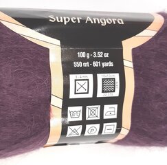 Adīšanas dzija Lanoso Super Angora 100g; tumši violets 216 cena un informācija | Adīšana | 220.lv