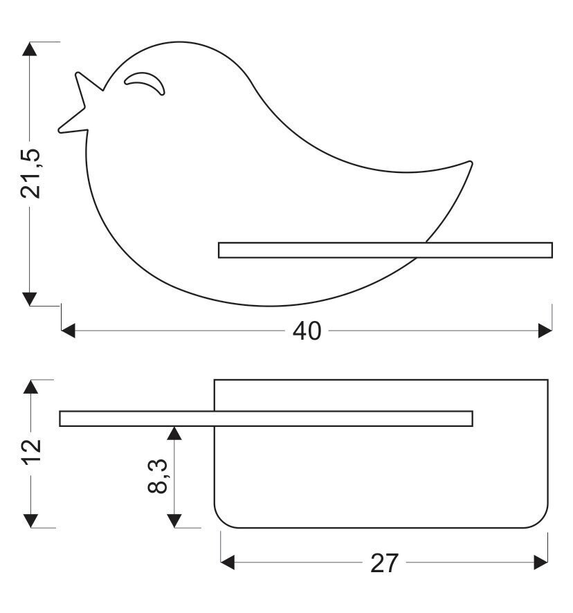 Candellux sienas lampa ar plauktu Kids Bird цена и информация | Sienas lampas | 220.lv