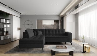 Stūra dīvāns NORE Lanvin, Vero, melns cena un informācija | Stūra dīvāni | 220.lv