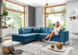 Stūra dīvāns NORE Lanvin, Lukso, zils cena un informācija | Stūra dīvāni | 220.lv