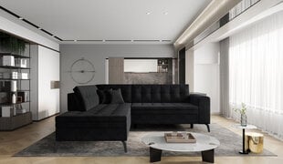 Stūra dīvāns NORE Lanvin, Velvetmat, melns cena un informācija | Stūra dīvāni | 220.lv