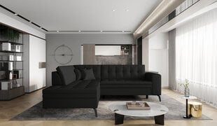 Stūra dīvāns NORE Lanvin, Softis, melns cena un informācija | Stūra dīvāni | 220.lv