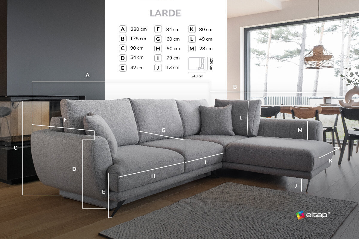Stūra dīvāns NORE Larde, Velvetmat, melns cena un informācija | Stūra dīvāni | 220.lv