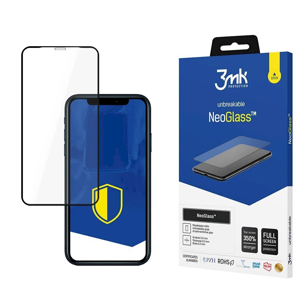 3mk NeoGlass™, paredzēts Apple iPhone Xr/11 Black cena un informācija | Ekrāna aizsargstikli | 220.lv