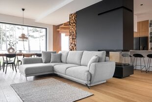 Stūra dīvāns NORE Larde, Roko, gaiši pelēks cena un informācija | Stūra dīvāni | 220.lv