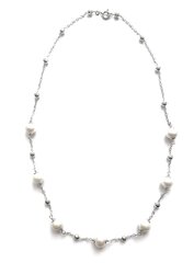 Sudraba kaklarota ar dabīgām baltām pērlēm cena un informācija | Kaklarotas | 220.lv