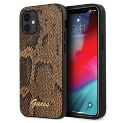 Guess GUHCP12SPUSNSMLBR Script Python Ciets aizmugures maks-apvalks priekš Apple iPhone 12 mini Brūns cena un informācija | Telefonu vāciņi, maciņi | 220.lv