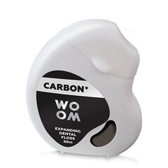 Zobu diegs ar aktivēto ogli Woom Carbon+, piparmētras un eikalipta garša, 30 m cena un informācija | Zobu pastas, birstes | 220.lv