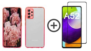 Komplekts - ColorFul hard case caurspīdīgs vāciņš divu krāsu, paredzēts Samsung Galaxy A52/ A52 5G/ A52 S 5G un aizsargstikls. цена и информация | Чехлы для телефонов | 220.lv