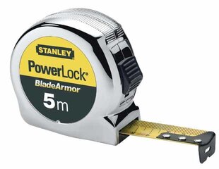 STANLEY 0-33-527 Powerlock lente ar lāpstiņu bruņām, tikai 8 m metriska, sudraba / melna cena un informācija | Rokas instrumenti | 220.lv