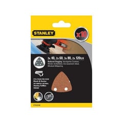 STANLEY STA32348-XJ 10 Hojas de lija Grano 40, 60, 80 y 120 cena un informācija | Slīpmašīnas | 220.lv