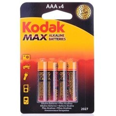 KODAK LR03-4BB (AAA) MAX Blistera iepakojumā, 4 gab. cena un informācija | Baterijas | 220.lv