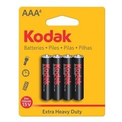 KODAK R03-4BB EXTRA HEAVY DUTY AAA Blistera iepakojumā, 4 gab. цена и информация | Батарейки | 220.lv