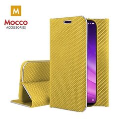 Mocco Carbon Leather Book Case Grāmatveida Maks Telefonam Apple iPhone X / XS Zeltains cena un informācija | Telefonu vāciņi, maciņi | 220.lv