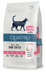 QUATTRO Super Premium sausā barība pieaugušiem sterilizētiem kaķiem ar daudz mājputniem, 7kg cena un informācija | Sausā barība kaķiem | 220.lv