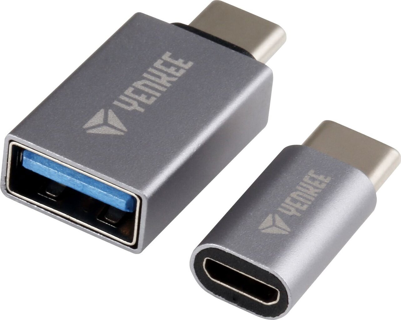 Adaptera komplekts Yenkee, 3.0 USB A - USB C, 5Gbps / Micro USB - USB C, pelēks cena un informācija | Adapteri un USB centrmezgli | 220.lv