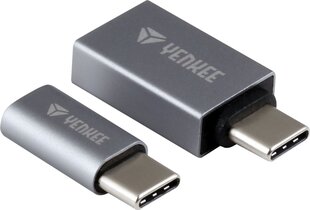 Adaptera komplekts Yenkee, 3.0 USB A - USB C, 5Gbps / Micro USB - USB C, pelēks cena un informācija | Adapteri un USB centrmezgli | 220.lv